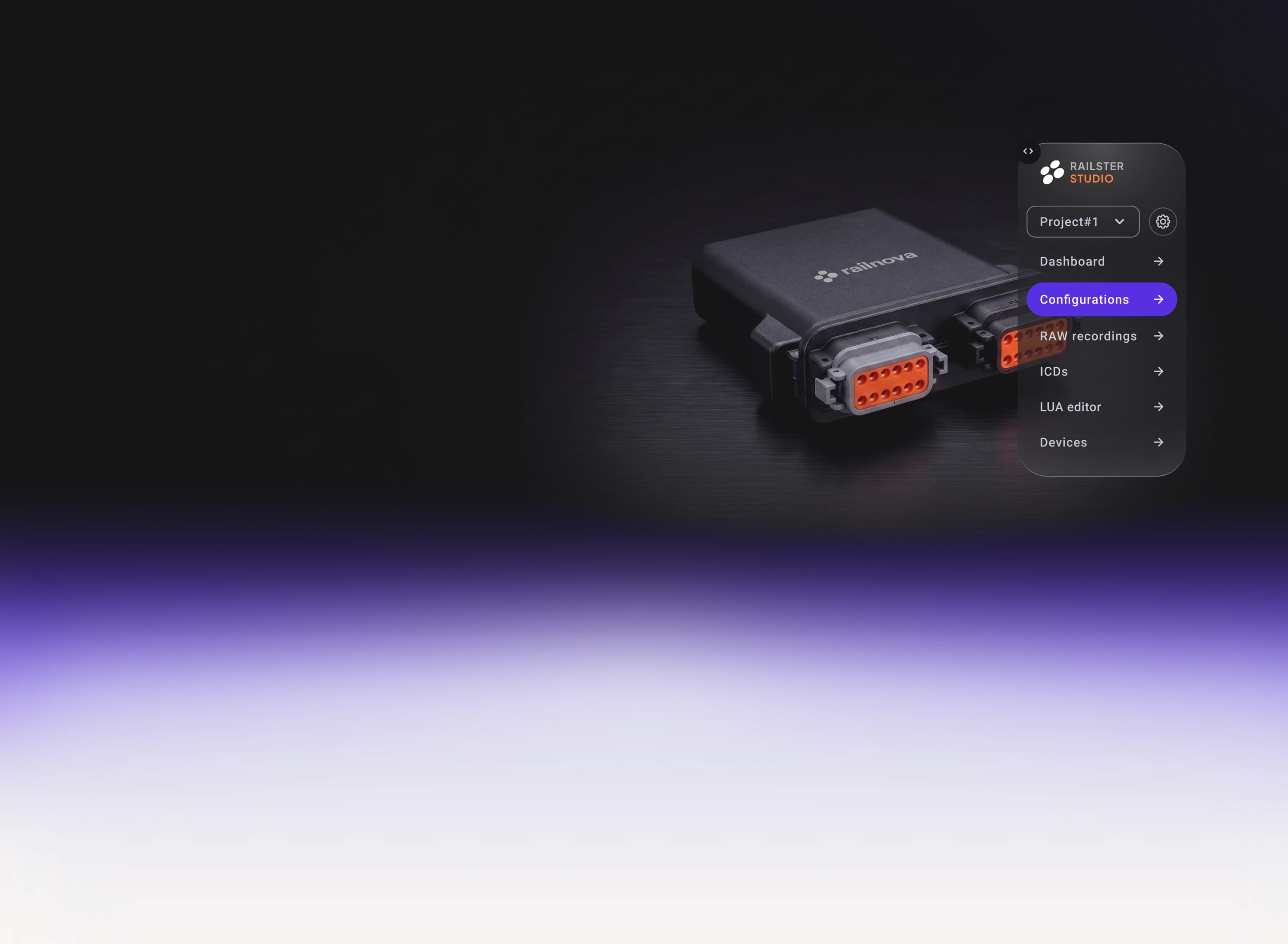 De Railster Mini-gateway naast het configuratiescherm van Railster Studio